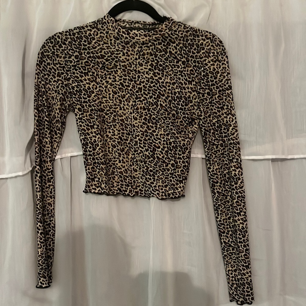 Mockneck Longsleeve Cheetah Print Top